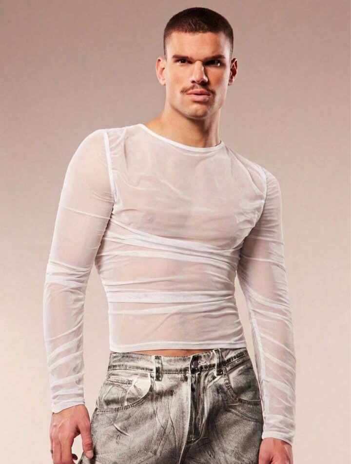 Men's Solid Color Round Neck Slim Fit Casual Daily Wear Sleeve T-Shirt